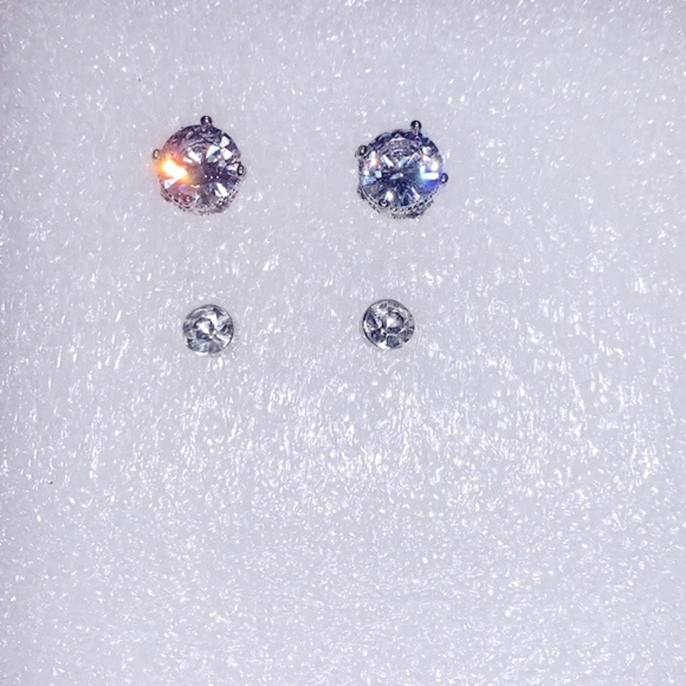 2 pairs Cubic Zirconia Stud Earrings